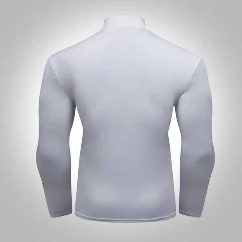 New Arrival Cody Lundin white sports compression running shirt mens stretch long sleeved turtle neck ultra-thin fitness suit Z241223
