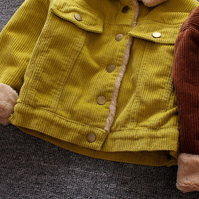 Baby Boy Girl Corduroy Jacket Toddler Fleece Winter Warm Coat Kid Sherpa Lined Button Down Warm Outwear 241223