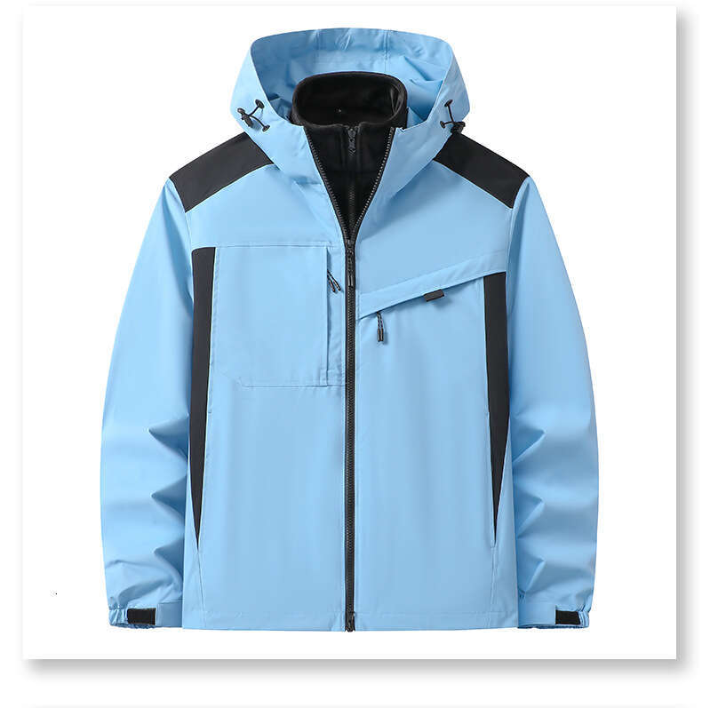 streaming waterproof windproof outdoor three in one jacket for men and women, two-piece jacket, silver fox fur