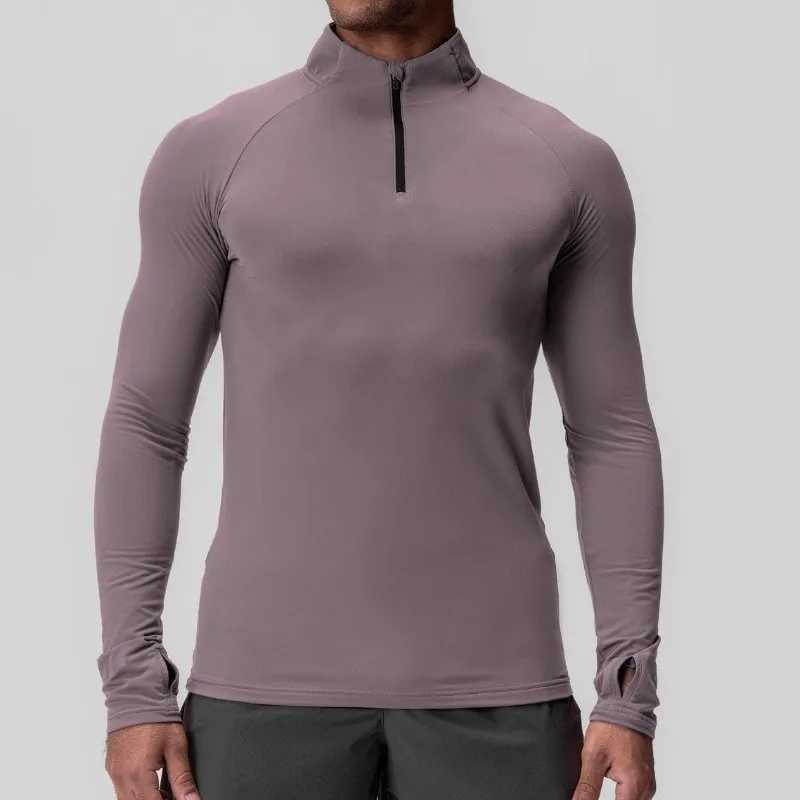 High Quality Mens quick dry compression long sleeved T-shirt mens slim fit elastic sports shirt fitness T-shirt top running exercise suit T241223
