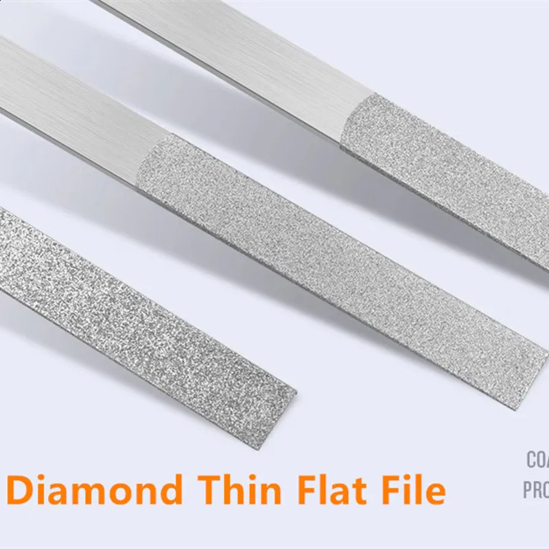 Diamond polishing files set 12Pcs CF-400 Ultra Thin Flat Shaped File DIY Hand Tools 180mm Grit 150# 200# 400# for metal Ceramic 241223