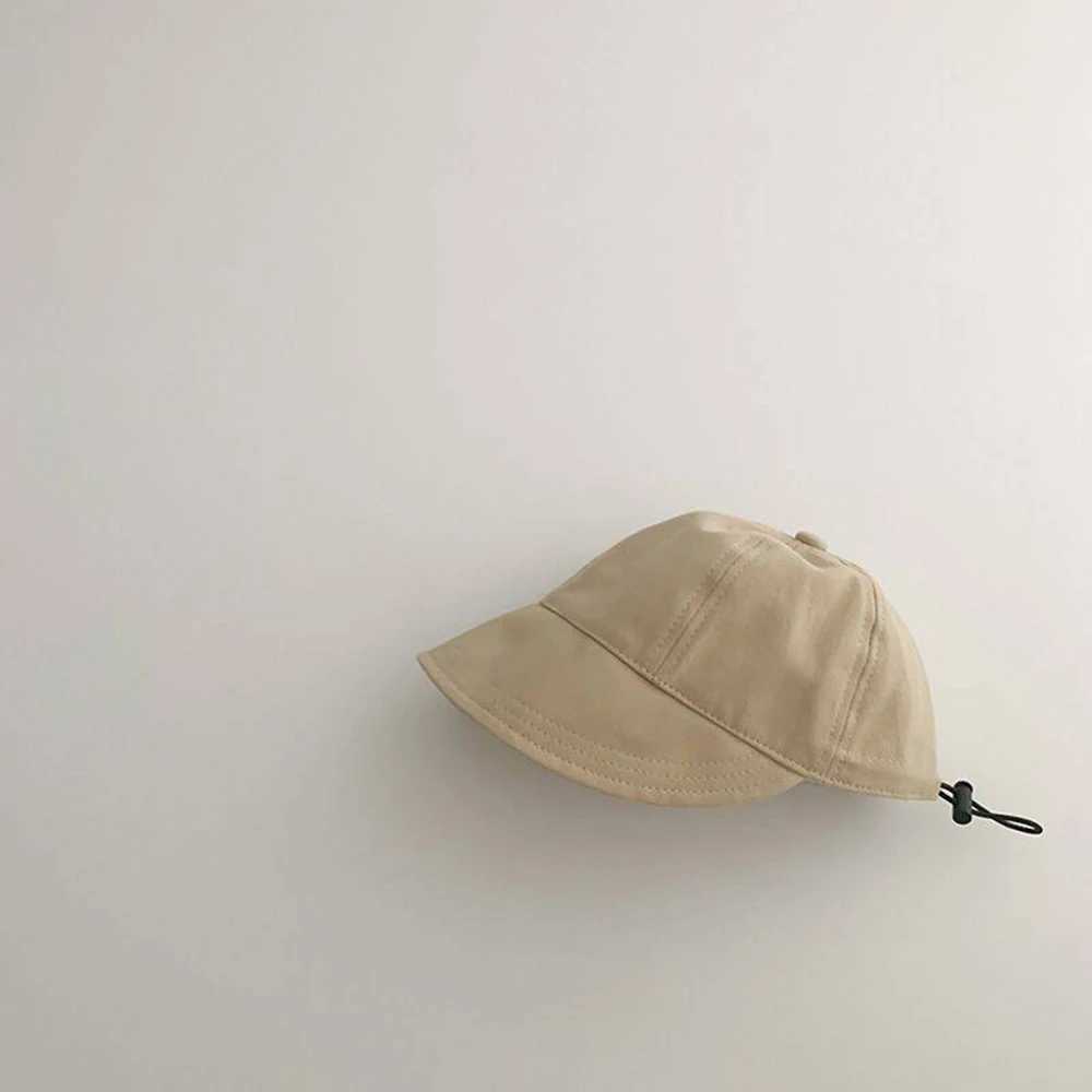 Caps Hats Korean solid color baby boy and girl summer fisherman hat material cotton set suitable for children aged 2-6 years old H241223