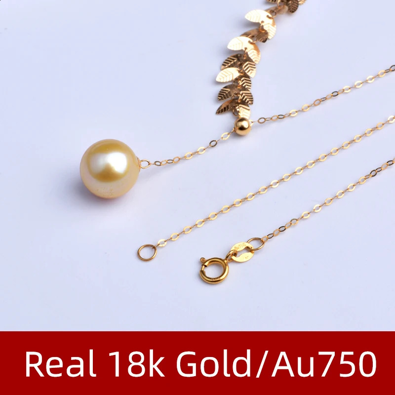 NYMPH Real 18K Gold Necklace Pendant Southsea Pearl AU750 Choker Women Fine Jewelry Party Gifts Adjust X624 241220