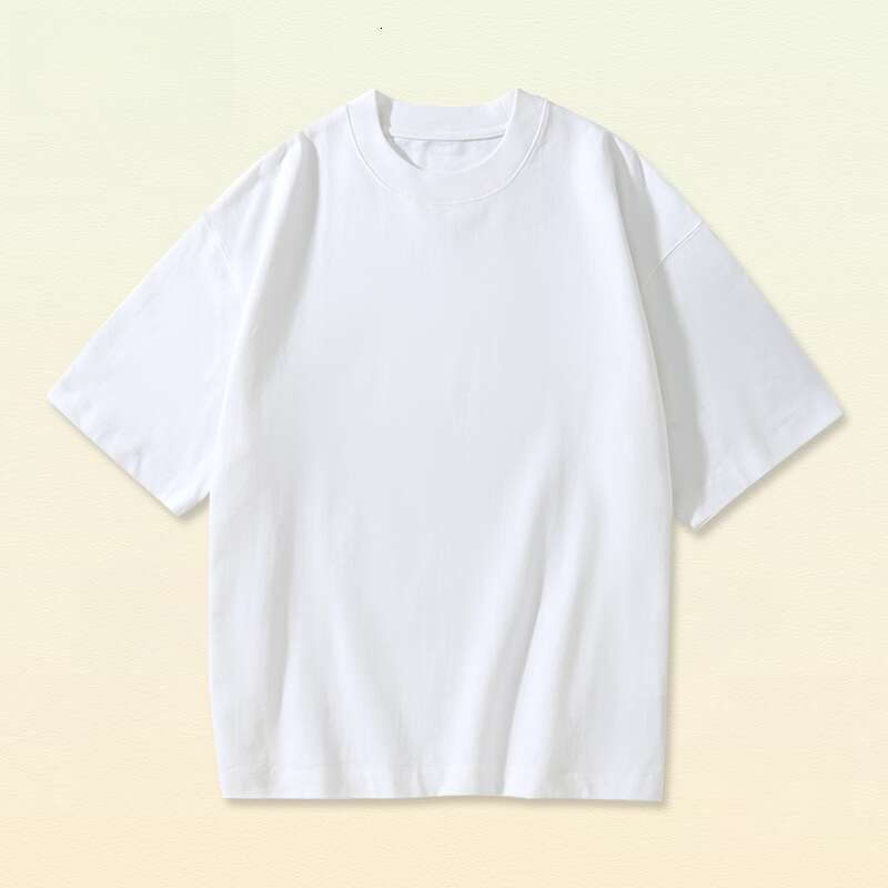 Men's Wear Loose Fitting Suit 330G Pure Cotton Double Yarn Short Sleeved T-Shirt Men, Loose Fit Plus Size, American Trendy Brand Casual Base Shir