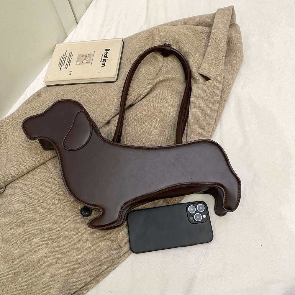 Women's Bags Handbag INS Three-Dimensional Dahund Shoulder Pu Fabric Retro Handbag Korean Minority Design Underarm Bag