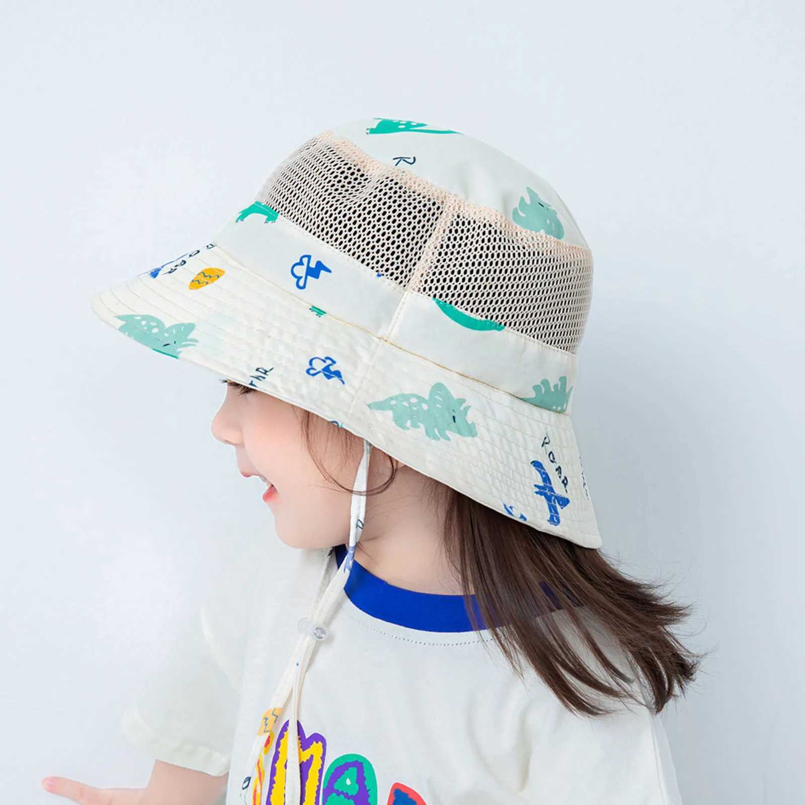 Caps Hats Cartoon childrens bucket hat cotton spring summer baby hat beach travel childrens sun hat girl boy accessories 2-6Y H241223