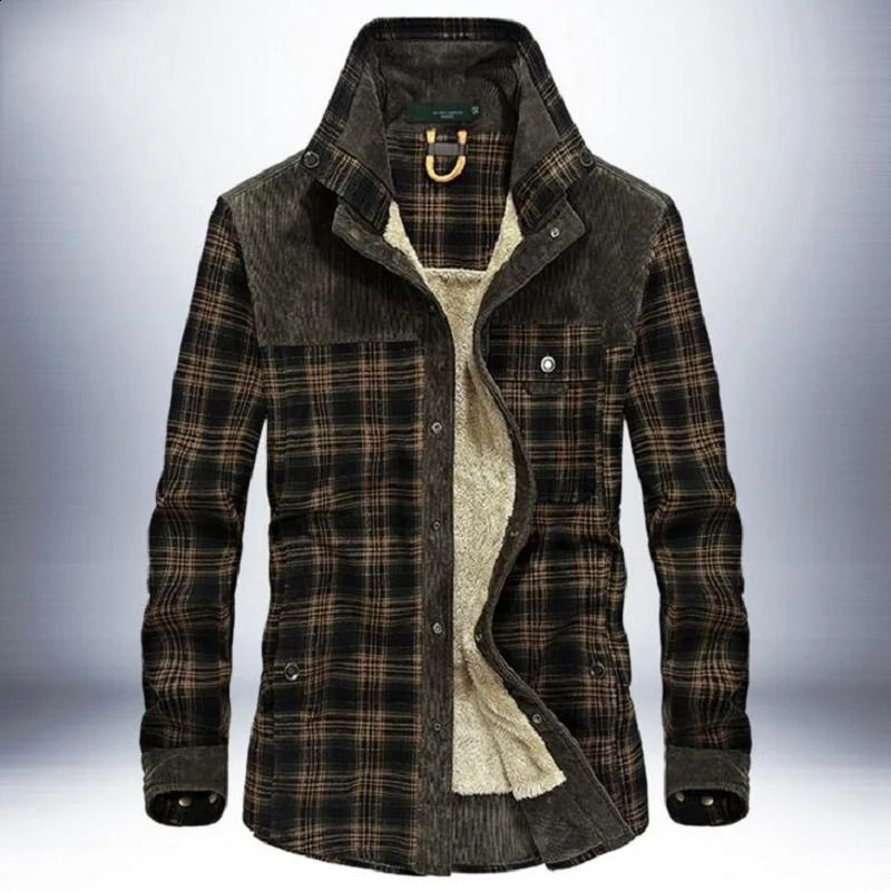 Shirt Men Casual Shirts Wool Fleece Thick Warm Shirts for Men Handwork Plaid Shirt Men Camisa Denim Hombre Size M-4XL 241223
