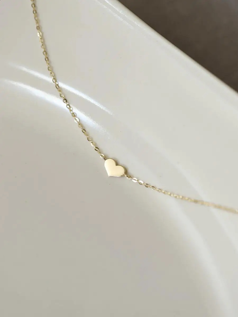 GOLDtutu 14K Solid Gold Heart Charm Bracelet Dainty Minimalist Jewelry kj184 241220