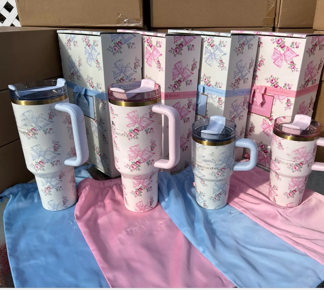 US Warehouse 40oz 14oz Tumblers With Bow Cap LOVE SHACK FANCY Cups Christmas Limited MUg Ruby Sweet Hearts X Exclusive Red Valentine GiftXJ250307