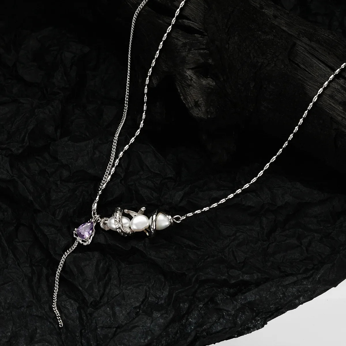 Ables Chic Solid 925 Silver Multi Strand Chain Zircon Pearl Accent Original Woman Necklace Y1S2N1001 241220