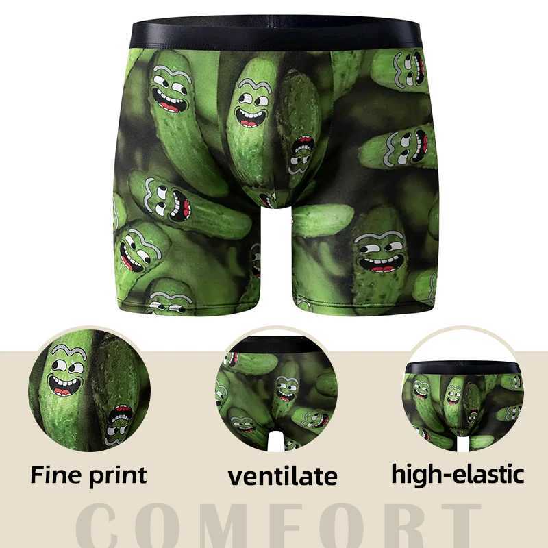 Mens sports boxing underwear sports underwear green M L XL cartoon printing breathable fashion fitness and leisure W241223