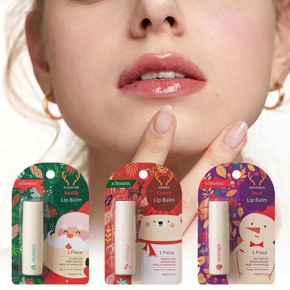 Holiday lipstick Smooth Moisturizing lipstick Christmas Gift Moisturizing Coloring lipstick Care Christmas lipstick 3 Fruit FlavorW241223