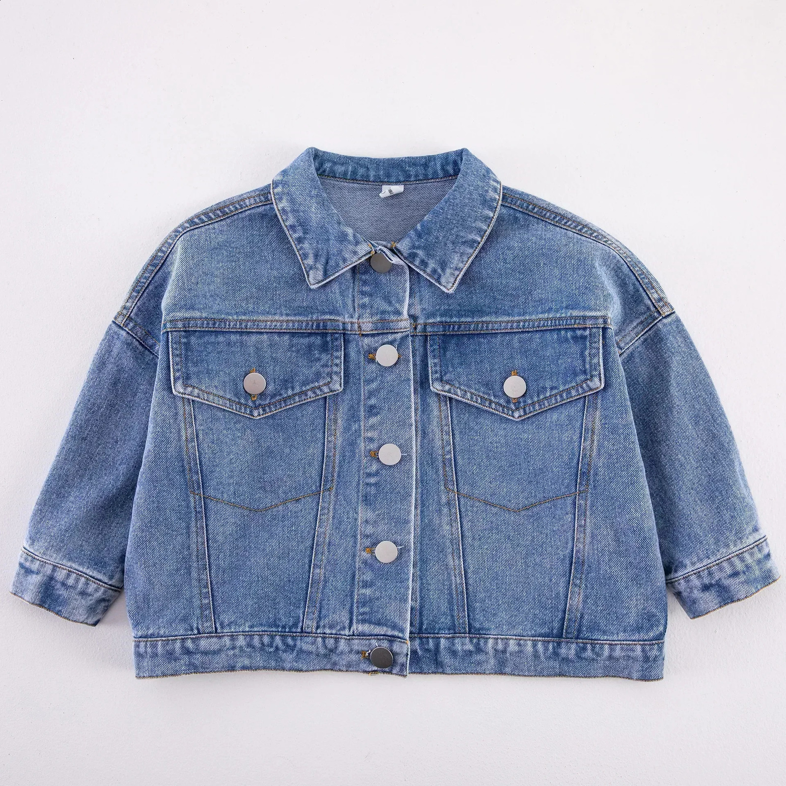 6704 Childrens Denim Jacket Spring and Autumn Korean Girls Denim Jacket Casual Loose Boys Coat Cardigan Outfits 241223