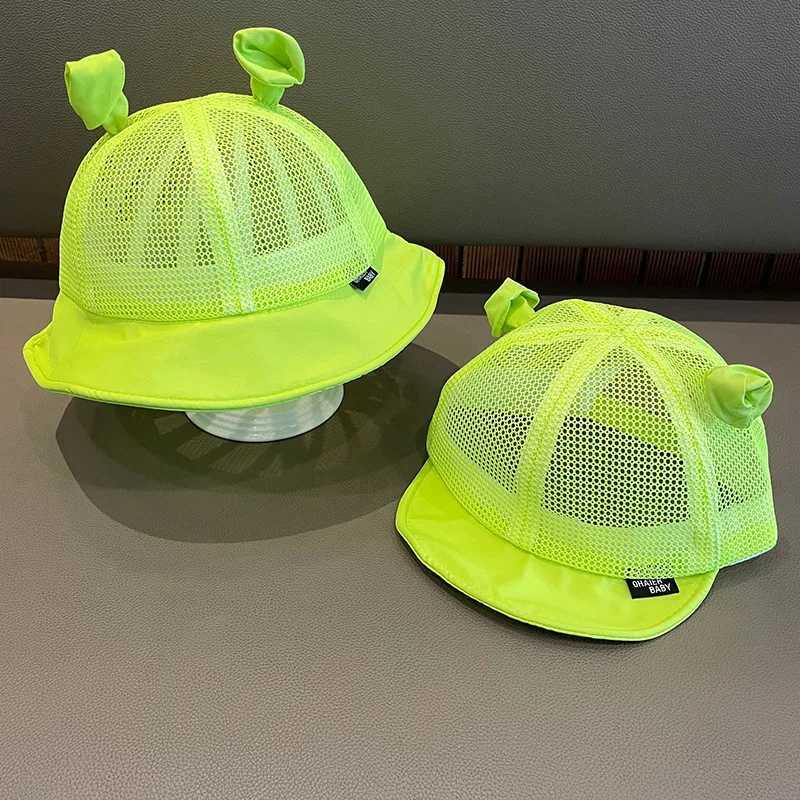 Caps Hats Cartoon Baby Baseball Hat Green Fun Childrens Bucket Hat with Ears Spring Summer Preschool Boys and Girls Fishermans Hat Bini H241223