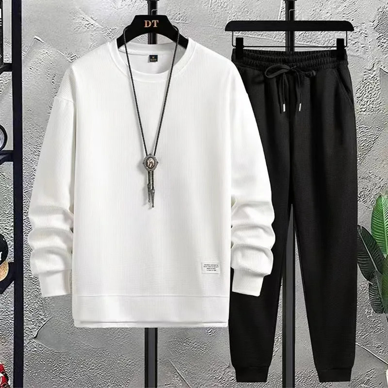 Tracksuit 2 Piece Waffle Hoodie Sweatsuits Sets Athletic Jogging Suits with Pocket Spring Autumn Casual Sports Running Suit 241223