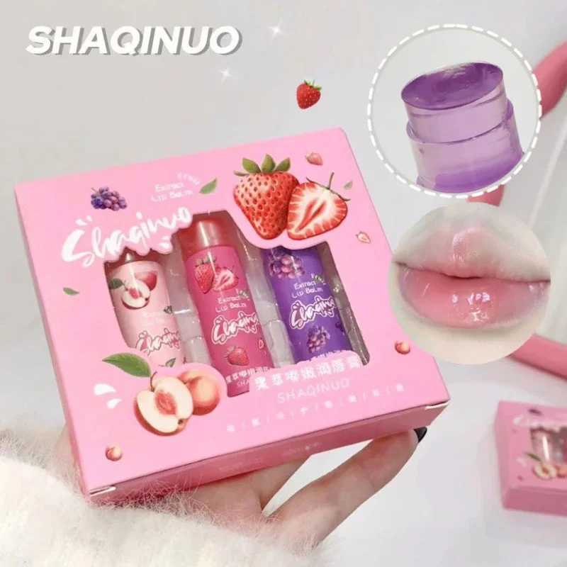 A set of 3 pieces of fruit extract lipstick jelly moisturizing lipstick gloss fading lip line lip care coloring lipstickW241223