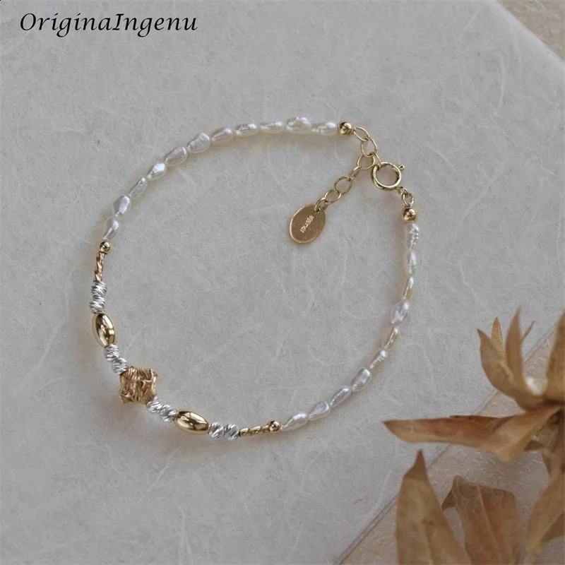 14K Gold Filled Natural Baroque Pearl Bracelet Handmade Gold Beads Bracelet Waterproof Tarnish Resistant Jewelry Women Bracelet 241220