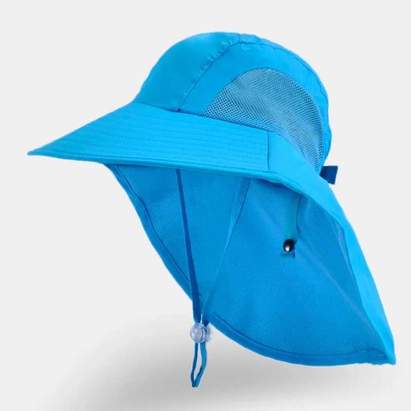 Caps Hats Childrens sun hat summer childrens outdoor collar earmuffs UV protection beach boys and girls travel flip cover H241223U56A