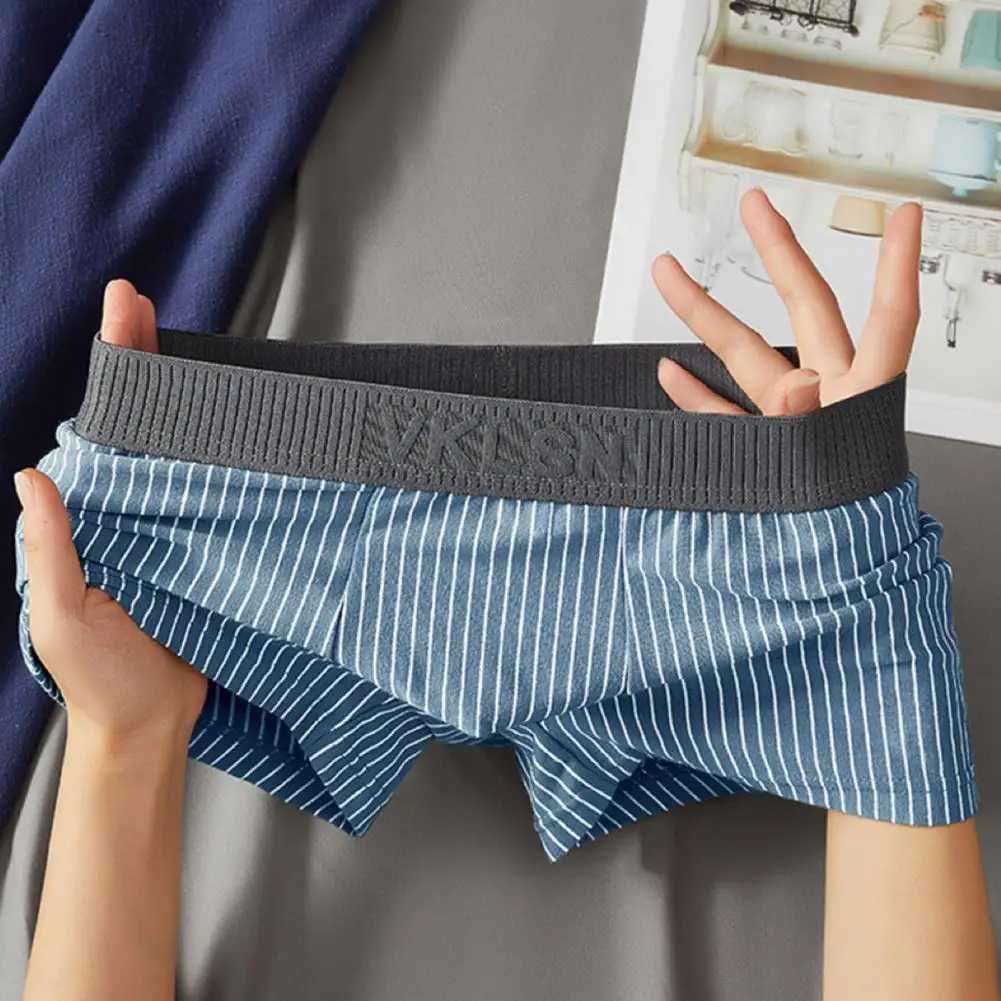 Mens Boxing Underwear ZTE Stripe Printed Patch Work Color Thin Shorts Quick Drying U-shaped Conveyor Underwear W241223