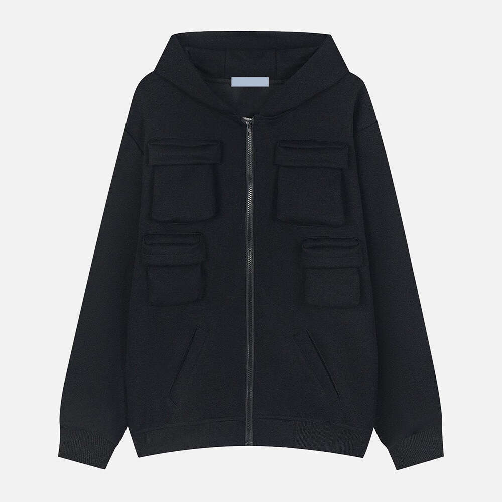 Men's Wear Loose Fitting Suit Spring And Autumn Hooded Zipper Trendy Men's Hoodie American Loose Shoulder Cardigan