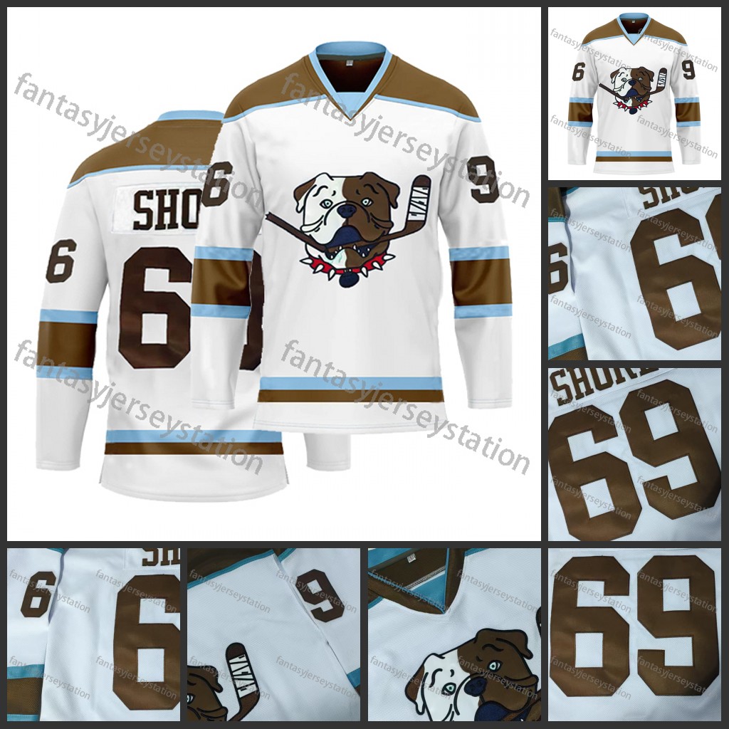 IN STOCK 69 White Shoresy Men's Ice Hockey Jersey Stitched Letters with Long Sleeves Adult Winter Classic Embroidered Design, Perfect for Trainin