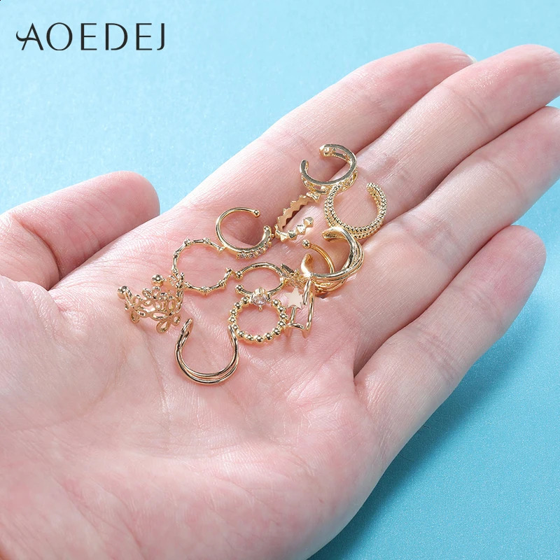 AOEDEJ 12 PCS/lot Gold Color Clip Earrings Punk Hip Hop Earrings for Men Women Gothic No Piercing Earrings Cartilag Jewelry 241220
