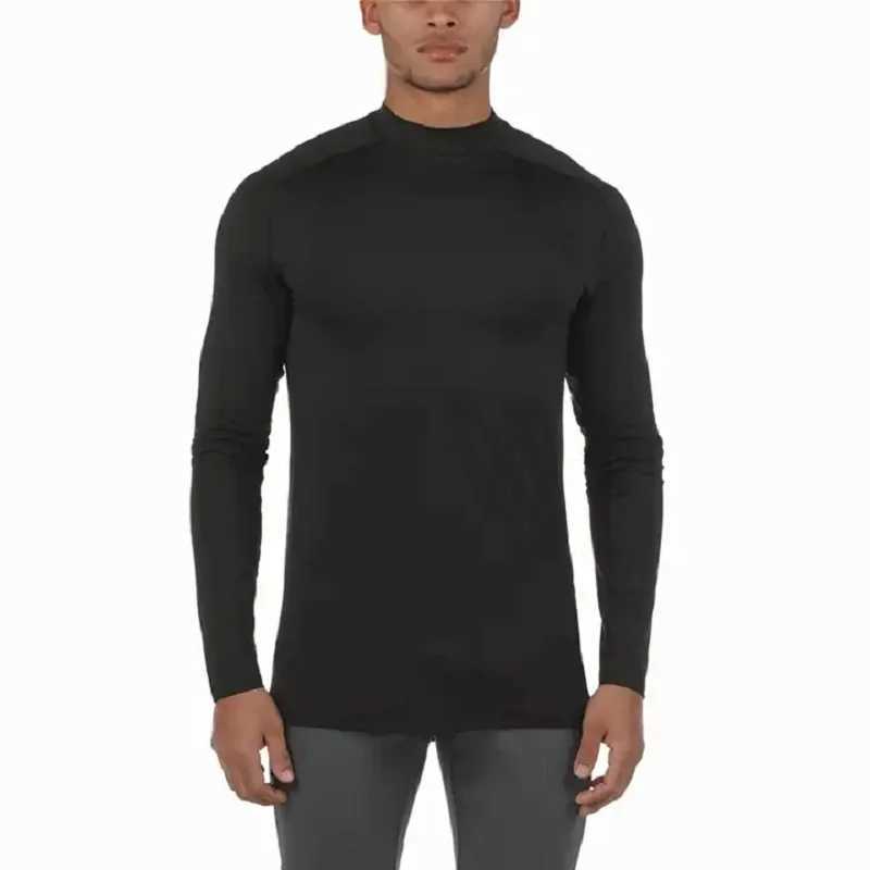 New Arrival Cody Lundin white sports compression running shirt mens stretch long sleeved turtle neck ultra-thin fitness suit Z241223