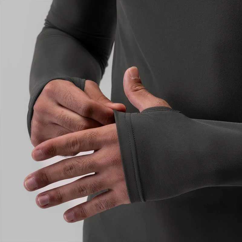 High Quality Mens quick dry compression long sleeved T-shirt mens slim fit elastic sports shirt fitness T-shirt top running exercise suit T241223