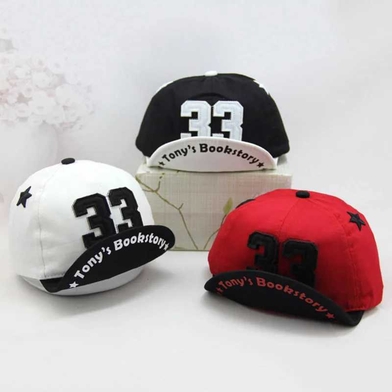 Caps Hats Number 33 Boys Baseball Hat Girls Soft Brim Snapback Hip Hop Hat Spring Summer Outdoor Preschool Childrens Sun Hat 8-36M H241223