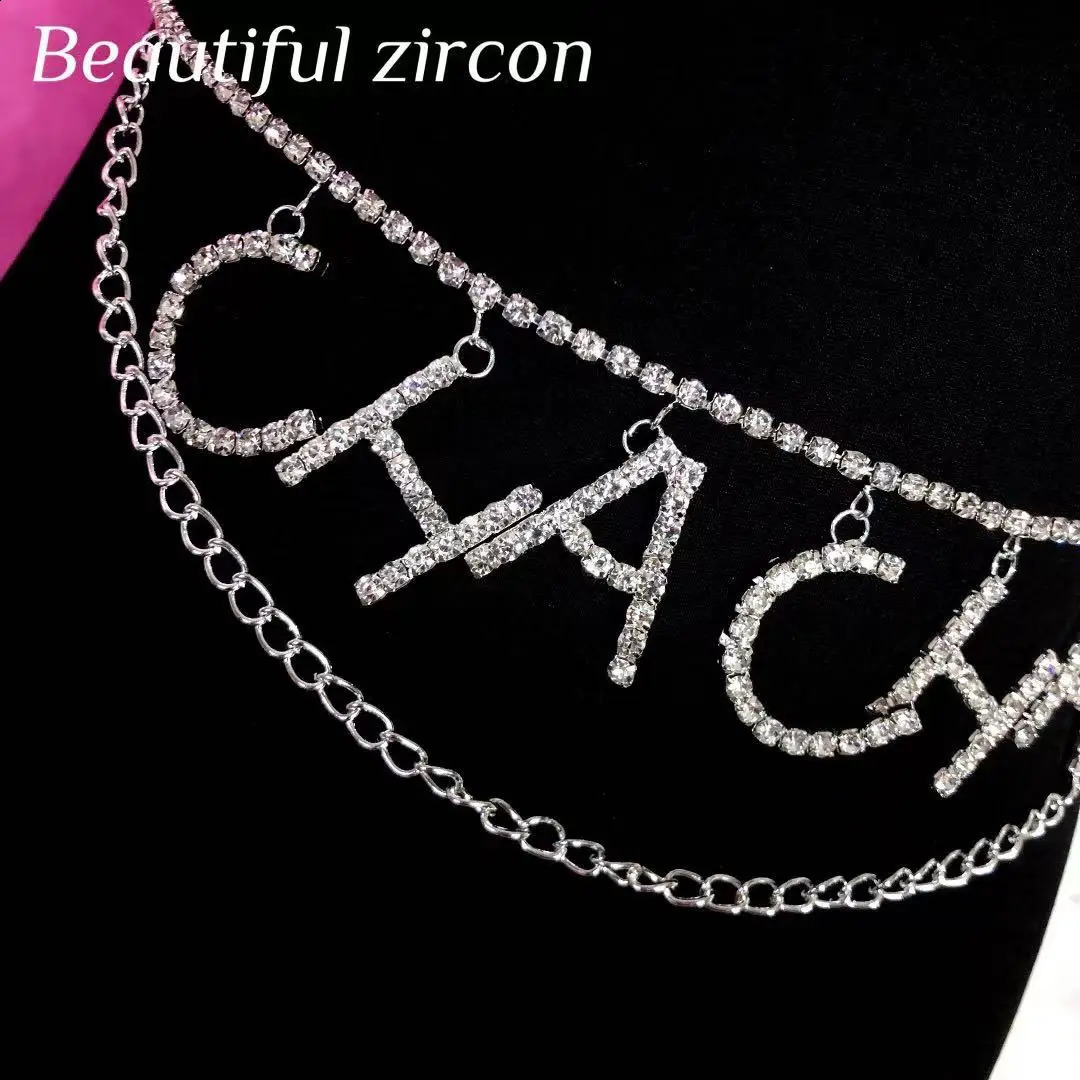 n letter belt fashion shiny Rhinestone Crystal waist chain statement womens tassel crystal waist chain accessories 241220