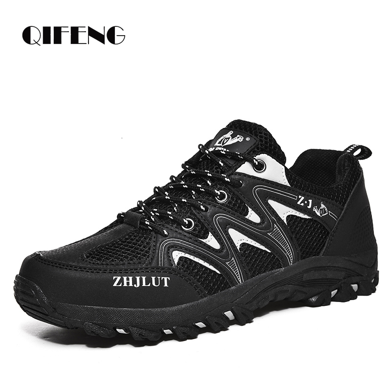 2025 Summer Men Casual Outdoor Mesh Sneakers Women Non-slip Lace Up Trekking Hiking Footwear Camping Spring Black Shoes