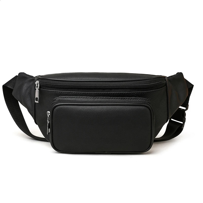 100% Genuine Leather Mens Waist Bag Mini Travel Fanny Chest Pack Cowhide Belt Bag Male Small Waist Bag For Phone Pouch 241223