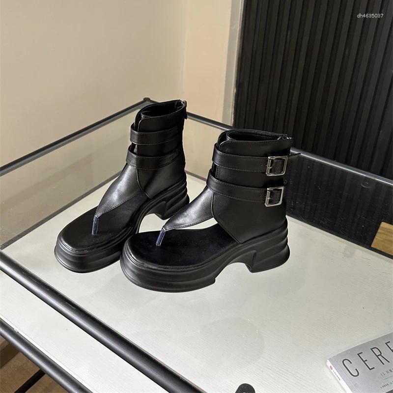 Sandals Ladies High Heels Women Flip Flops Black Belt Buckle Gladiator Summer Platform High-Top Shoes Sandalia Mujer