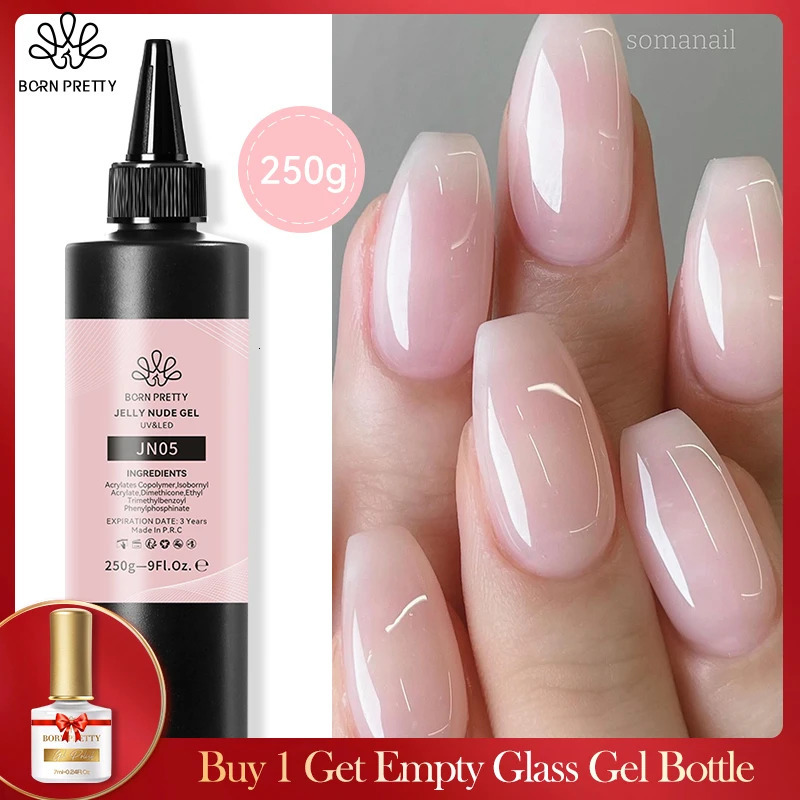 250g light pink jelly gel nail polish nude ivory peach transparent color UV LED soap nail salon varnish 241220