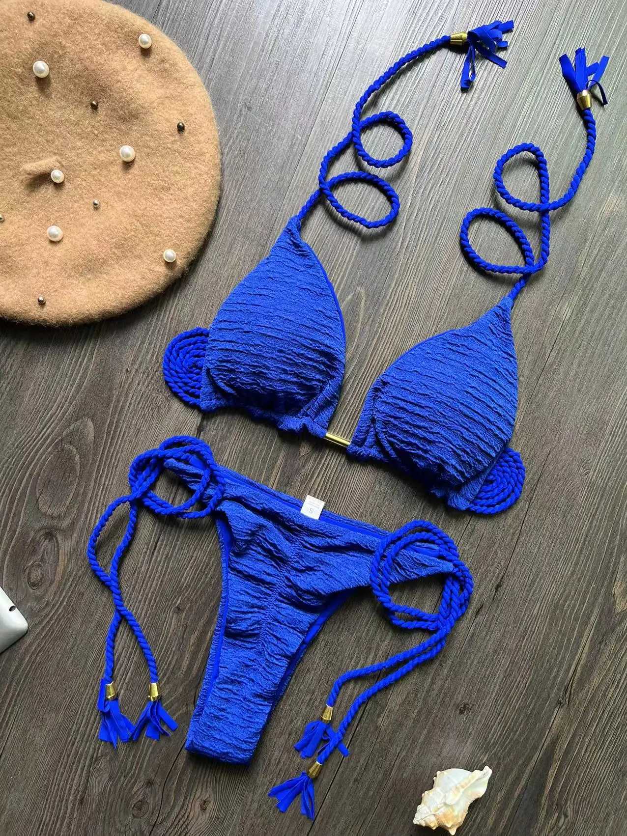 RUOTONGSEPT Sexy Braided Rope Straps Bikini Set 2024 New Swimsuit Women Swimwear Push Up Brazilian Bathing Suit Beach BiquinisXJ241223