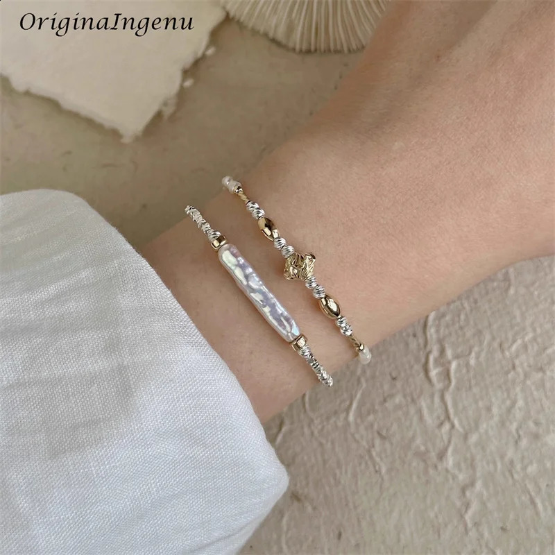 14K Gold Filled Natural Baroque Pearl Bracelet Handmade Gold Beads Bracelet Waterproof Tarnish Resistant Jewelry Women Bracelet 241220