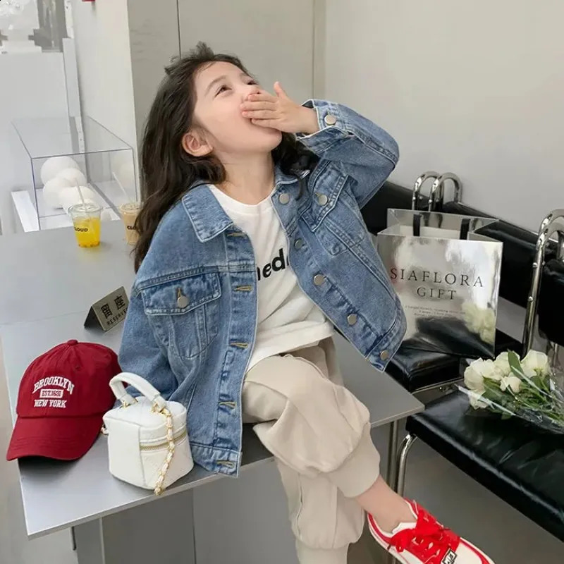 Baby Girls Denim Jacket Spring Autumn Kids Jean Coat For Girls Sweet Little Princess Outerwear Children Clothing 3-12 Years 241223