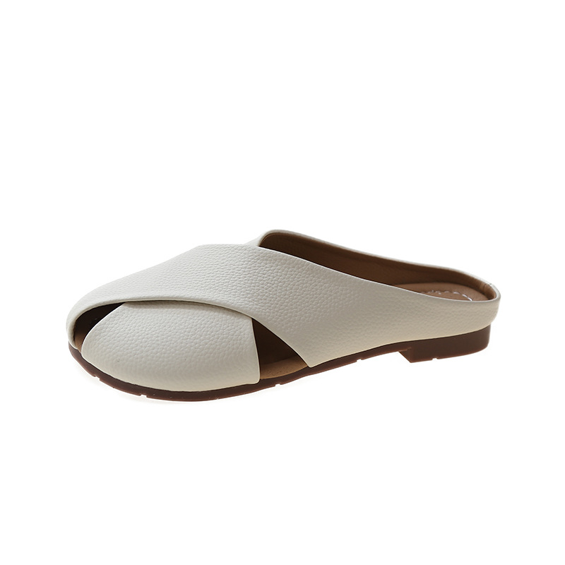 Baotou slippers female summer new Korean women flat slippers soft bottom Baotou half slippers home slippers female For 2025