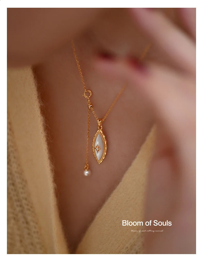 N Eye Of The Stars Original S925 Sterling Silver Natural Fritillary Pearl Necklace Exquisite Retro Pendant Female 241220