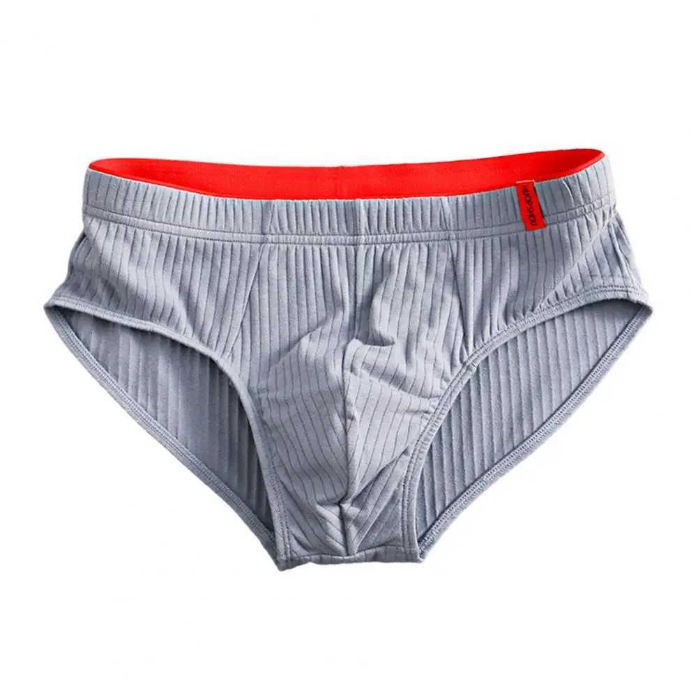 Mens mid waist elastic soft breathable anti-corrosion U-shaped conveyor striped solid color casual mens underwear W241223