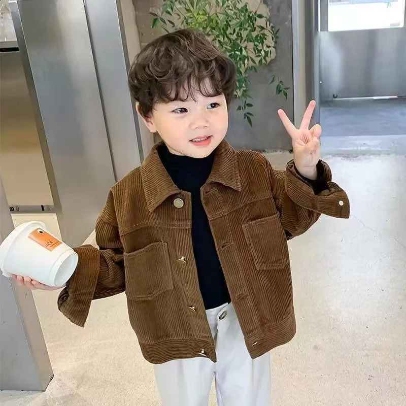 Boy Jackets Kids Coats Corduroy Fashion Children Outerwear Spring Autumn -A077 241223