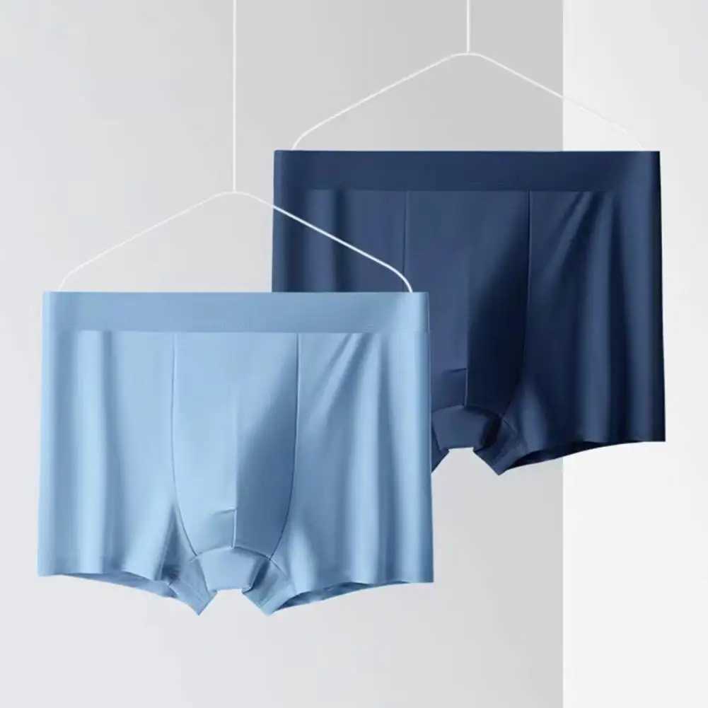 Mens underwear solid color mid waist elastic seamless mens boxing underwear smooth anti-corrosion W241223