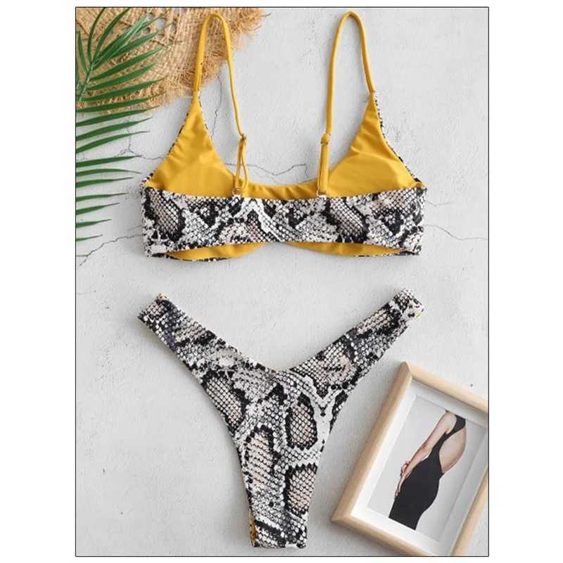 Sexy Bikini Set for Women Push Up Female Swimsuit Snakeskin Print Swimwear Swim Separate 2 Piece Brazilian Bathing Suit 2024XJ241223