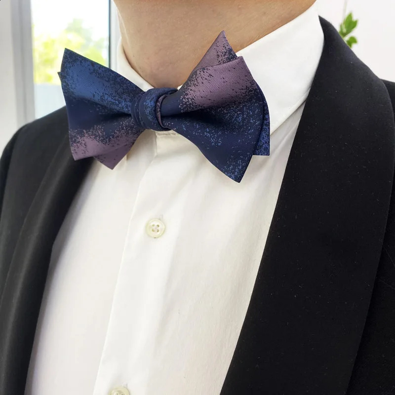 Blue Purple Symphony Wedding Fashion British Groom Mens Gift Box Mens Bow Tie 241220