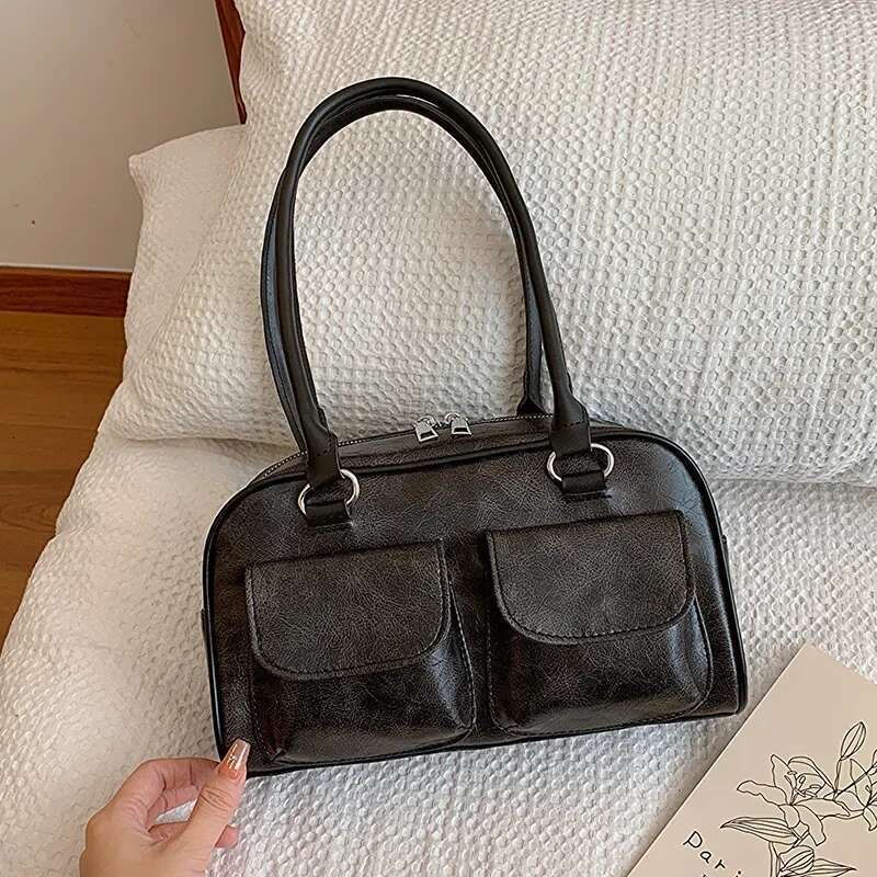 Women's Bags Handbag Retro Small Double Pockets Shoulder Bags For Women New Fashion Trend Designer Underarm Bag Female Handbags And Purses