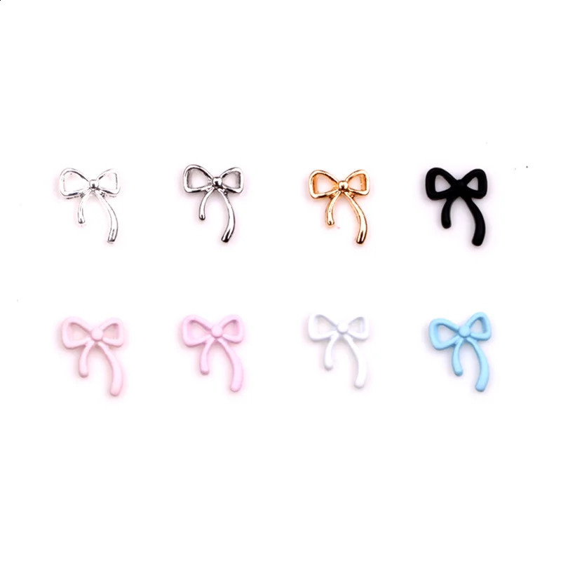 TSZS 10pcsLot Korea Kawaii Bow Ribbon Nail Art Sharms Metal Cute Colorful Bowknot Ribbon Nail Art Decoration 241223