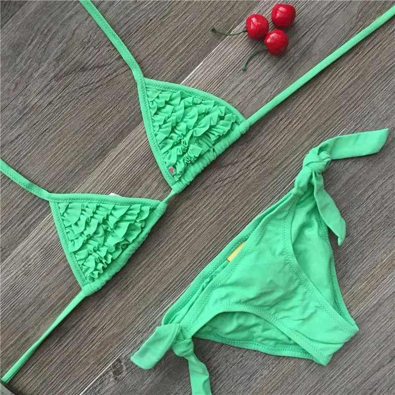 Girl Swimsuit 2 Pieces Suits For Swimming Falbala Children Swimwear Girls Bikinis Set Kids Biquini Infantil Bathing SuitXJ241223