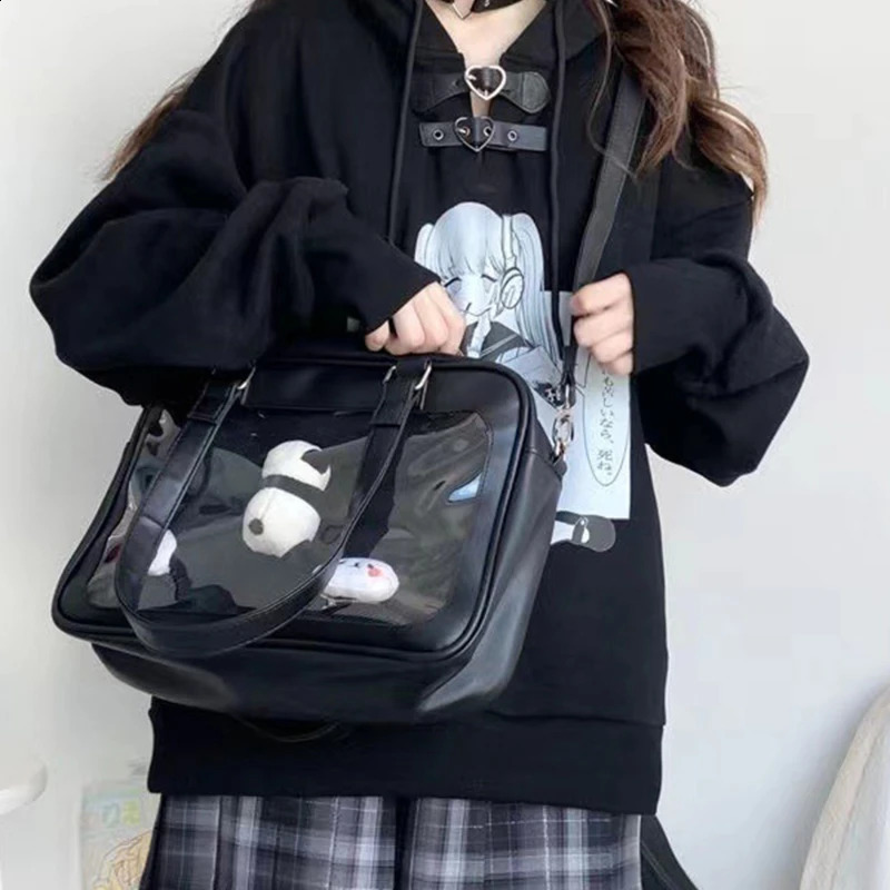 Transparent Single Shoulder Bag Women Simple Doll Storage Handheld Pain Bag PU Soft Girl Pack Cute Waterproof Handbag 241223
