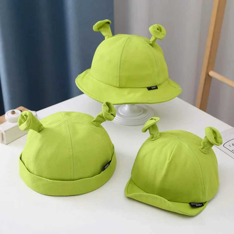 Caps Hats Cartoon Baby Baseball Hat Green Fun Childrens Bucket Hat with Ears Spring Summer Preschool Boys and Girls Fishermans Hat Bini H241223