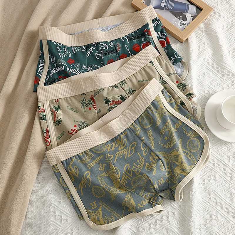 EXILIENS brand 3-piece boxer mens underwear new cotton print mens boxer Cuecas Masculinas boxing shorts mens underwear size M-3XL XS640 W241223